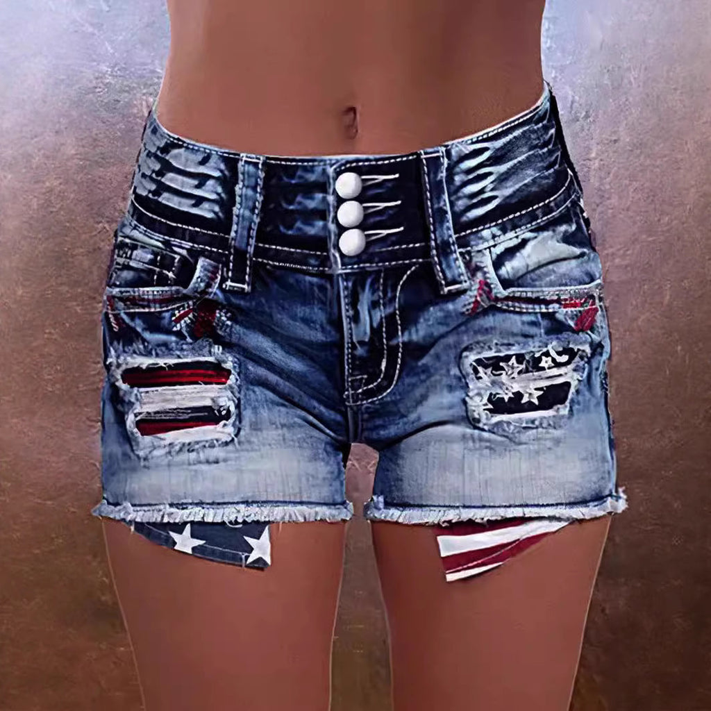 Embroidered printed multi breasted high waisted slim fit jeans