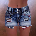 Embroidered printed multi breasted high waisted slim fit jeans