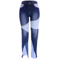 Washed Stitching Women's Denim Trousers Street Fashion Trend Jeans
