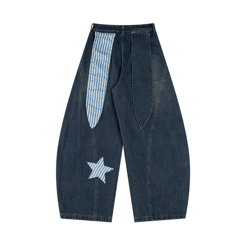Denim curved knife pants