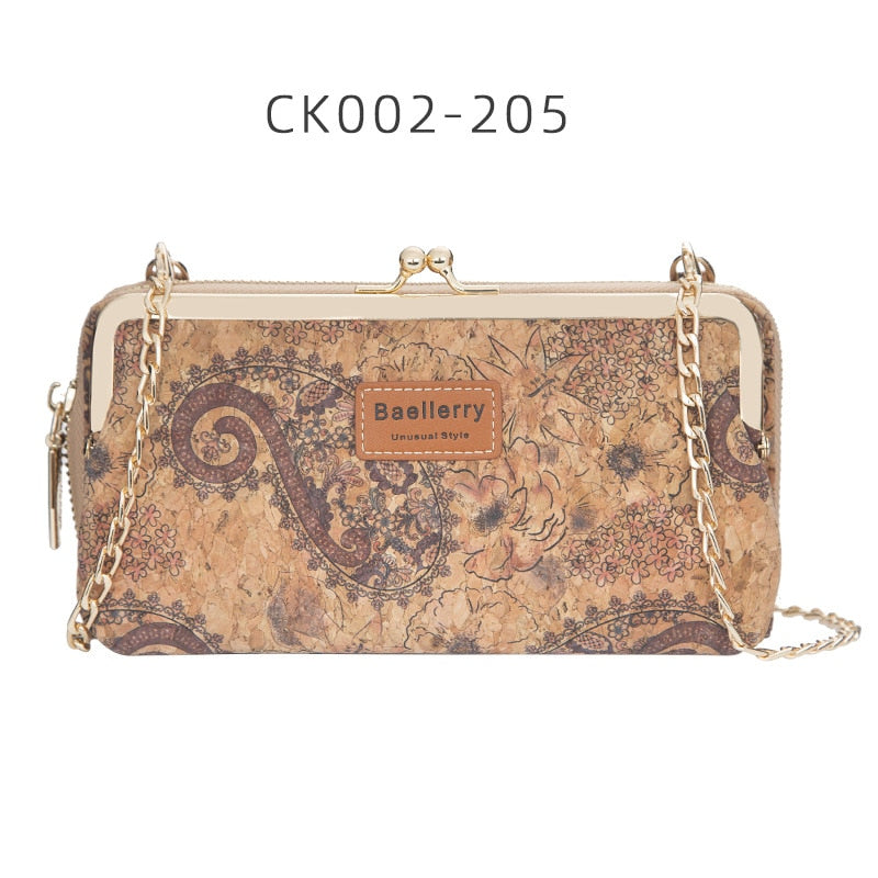 Fashion New Women Wallets Wood Grain Chain Long High Quality Phone Holder Classic Female Purse Zipper Wallet For Women