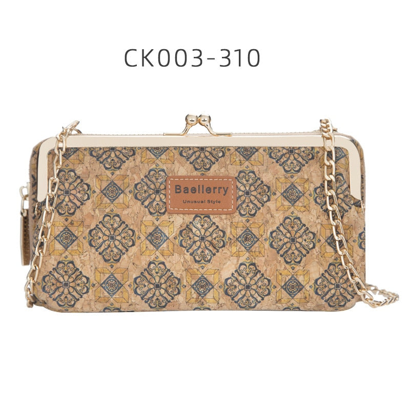 Fashion New Women Wallets Wood Grain Chain Long High Quality Phone Holder Classic Female Purse Zipper Wallet For Women