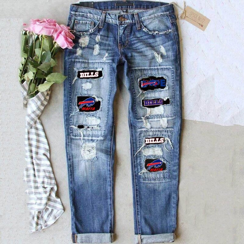 Jeans Women's Street Color Contrast Splicing Hip-Hop Street Straight Jeans