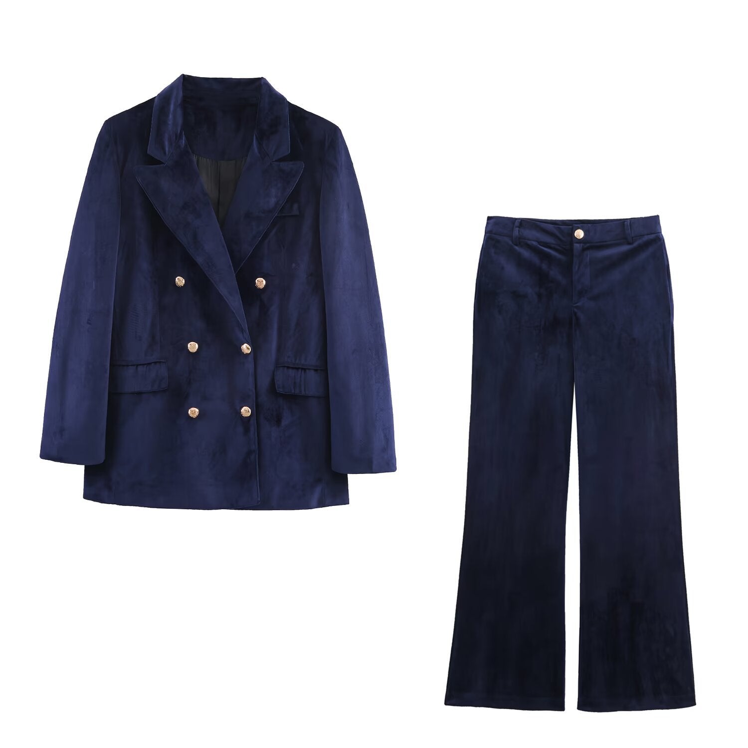 Velvet suit jacket+flared pants women's clothing