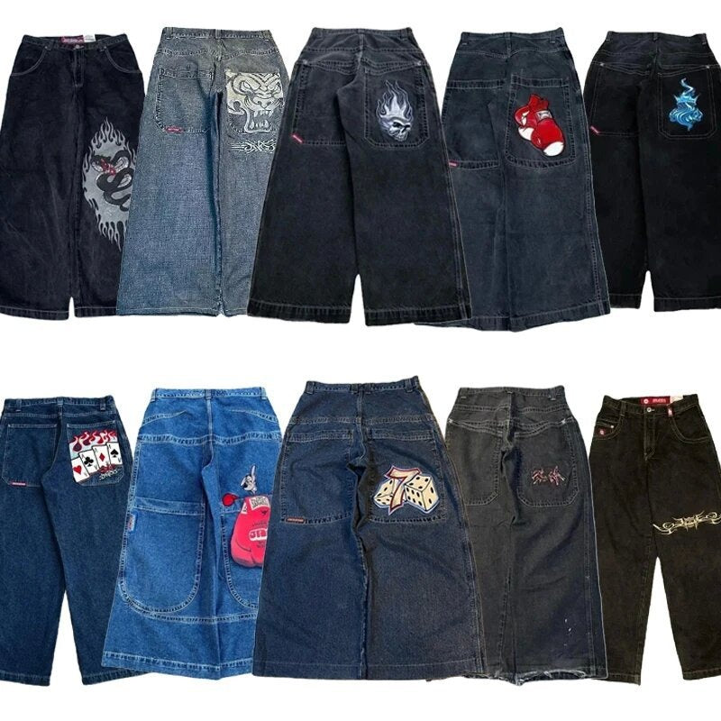 Wide leg jeans for men's street casual loose pants