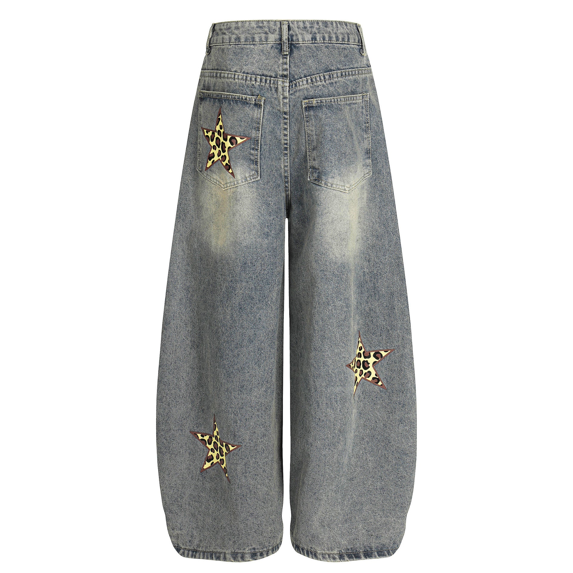 Casual Jeans with Youthful Print Mid-Waist Design