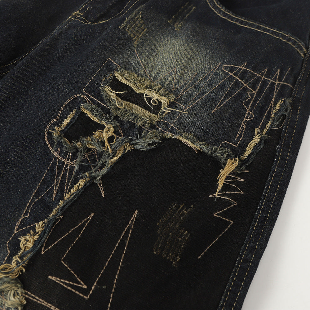 Patch splicing to make old curved jeans