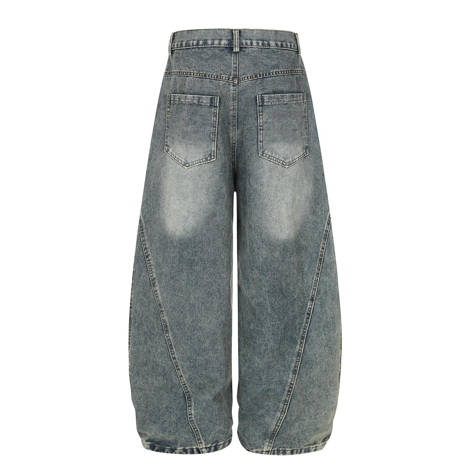 Retro leopard print patchwork hanging wide leg jeans