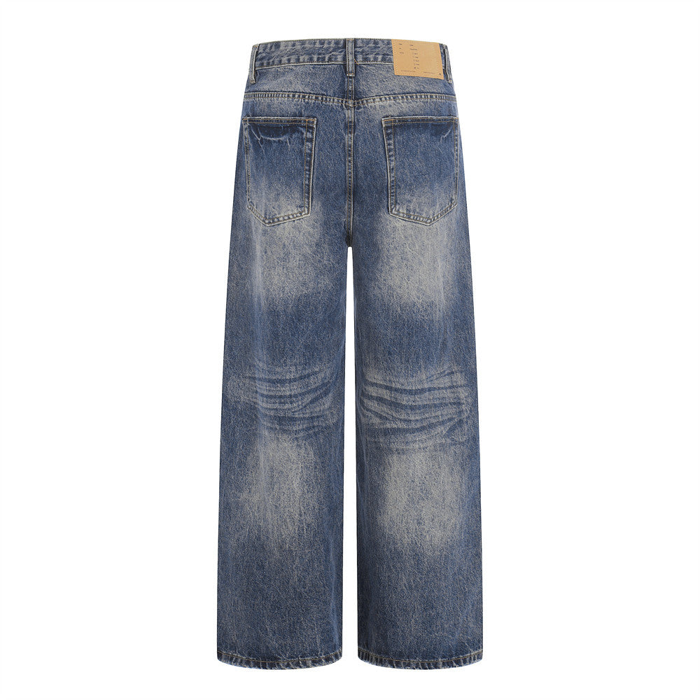 Wash and grind white jeans
