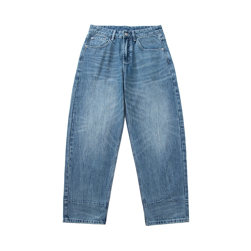 Color-block Patchwork Hem Washed Casual Jeans