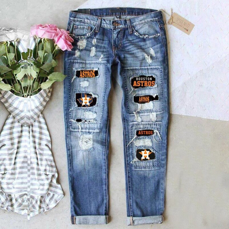 Jeans Women's Street Color Contrast Splicing Hip-Hop Street Straight Jeans