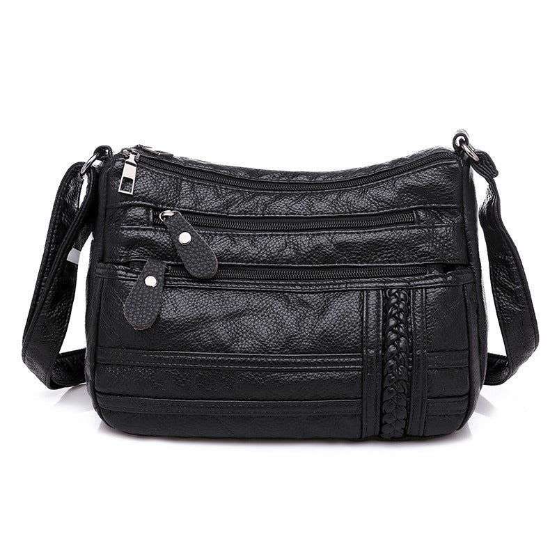 Large capacity shoulder messenger bag ladies backpack middle-aged soft leather mother bag