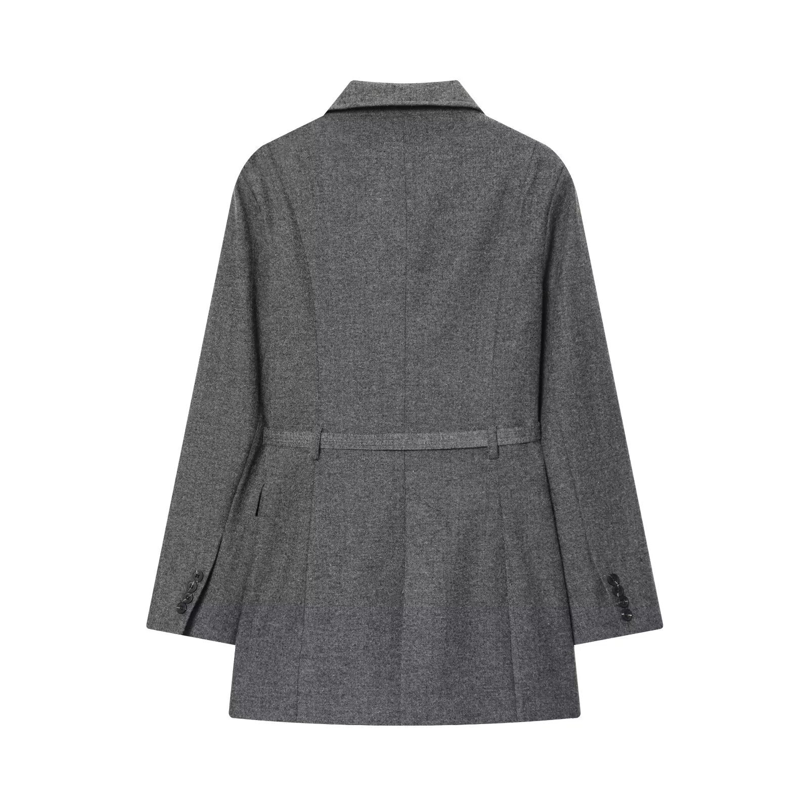 Belt tied suit jacket+pants women's clothing