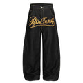 Hot stamping letter embroidery curved knife jeans