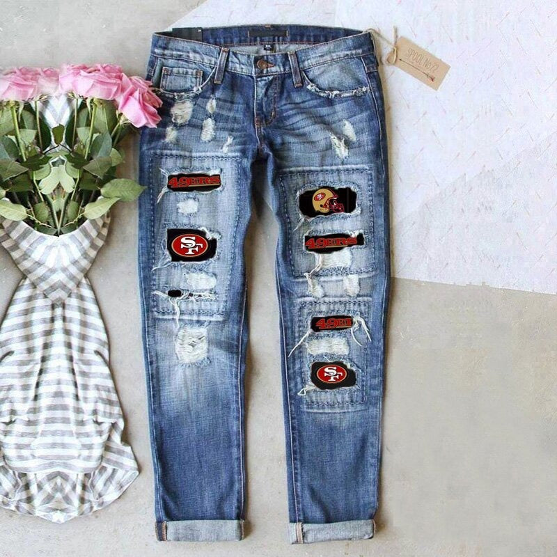 Jeans Women's Street Color Contrast Splicing Hip-Hop Street Straight Jeans