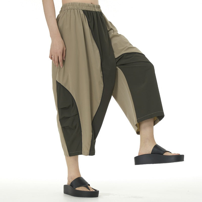 Contrasting tapered cropped pants