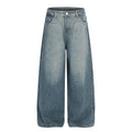 Checkered wide leg jeans