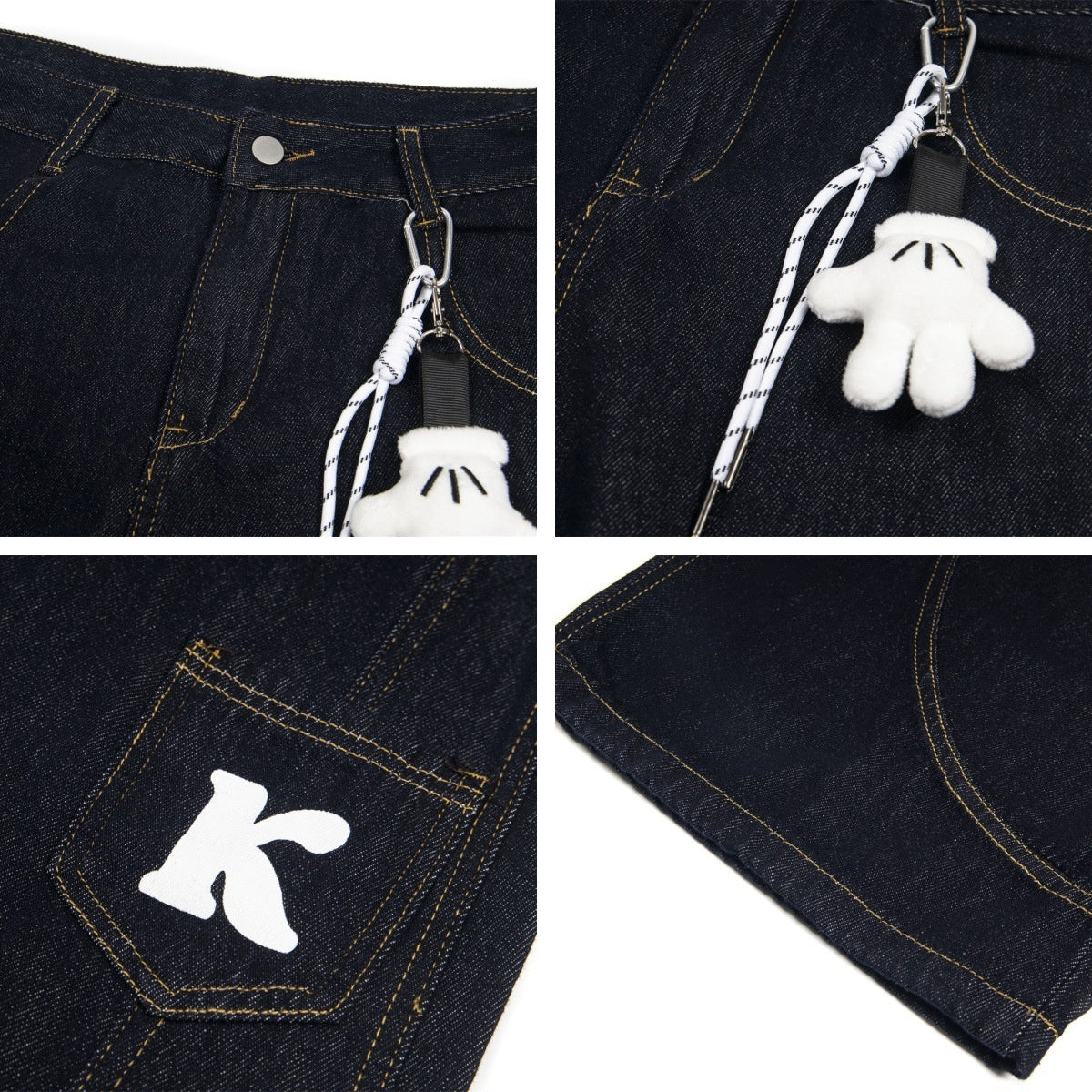 Doll pendant jeans loose wide leg pants