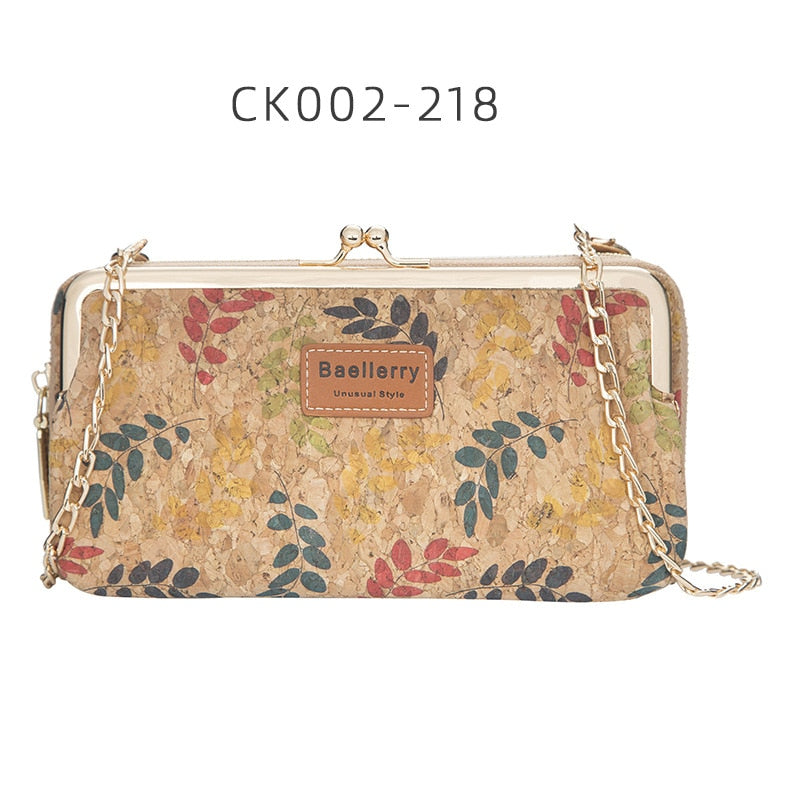 Fashion New Women Wallets Wood Grain Chain Long High Quality Phone Holder Classic Female Purse Zipper Wallet For Women