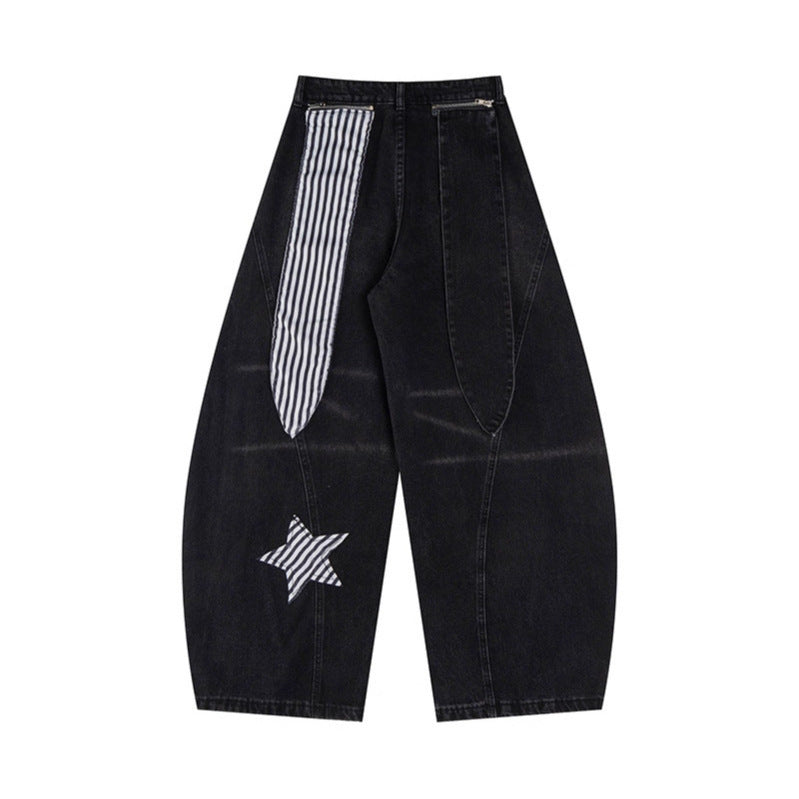 Denim curved knife pants