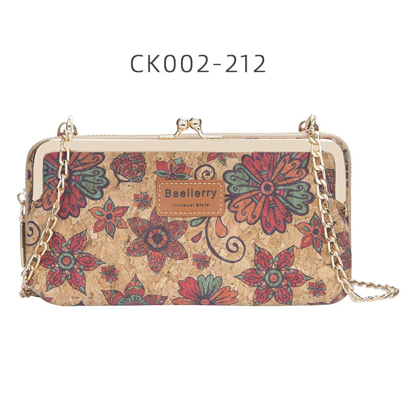 Fashion New Women Wallets Wood Grain Chain Long High Quality Phone Holder Classic Female Purse Zipper Wallet For Women
