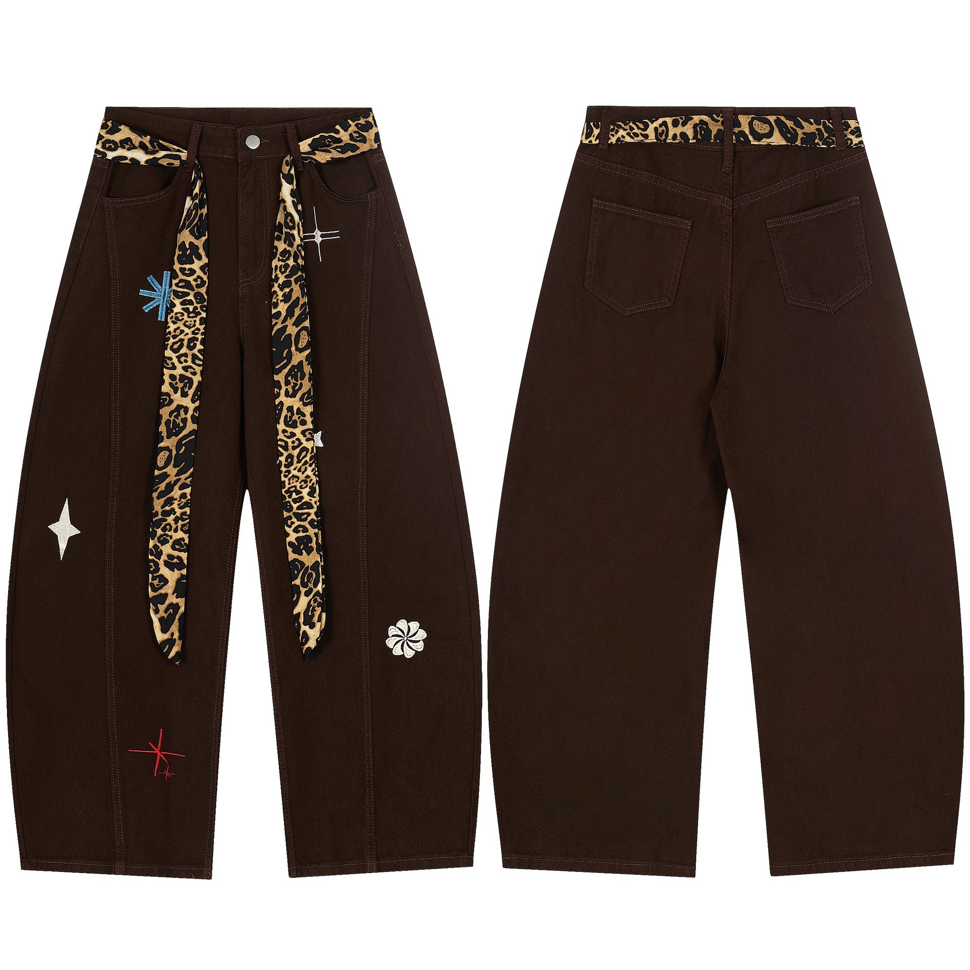 Casual Solid Color Mid-Waist Women's Jeans with Belt Decoration Stree