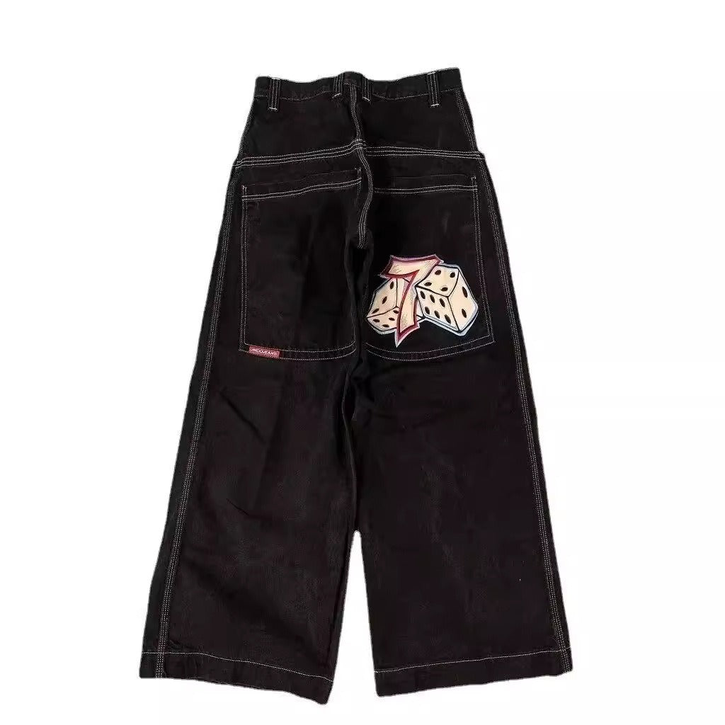 Wide leg jeans for men's street casual loose pants