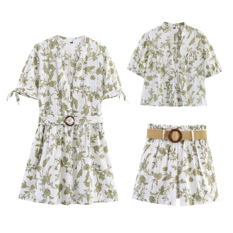 Fashionable Hollow-out Embroidered Dress with Short Pants  Style Women's Clothing