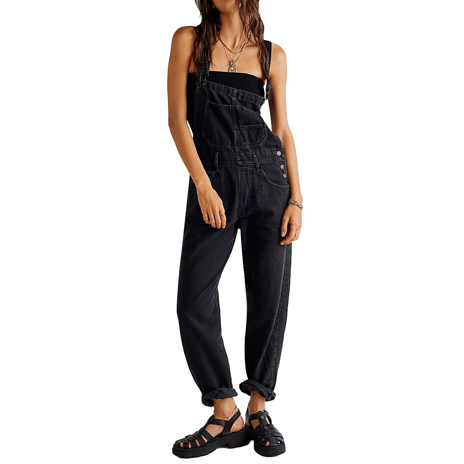 Strap pants denim women