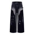 Washed graffiti jeans wide leg pants