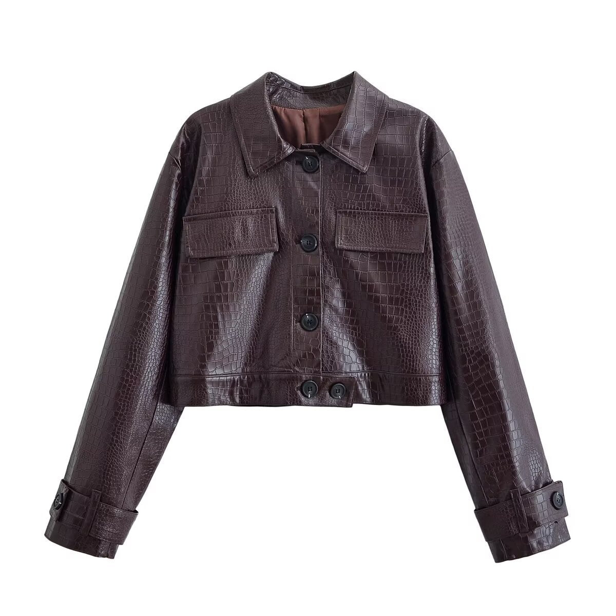 Crocodile Pattern Shiny Jacket and Pants Set