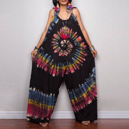 Style Printed Sleeveless Loose Long Jumpsuit