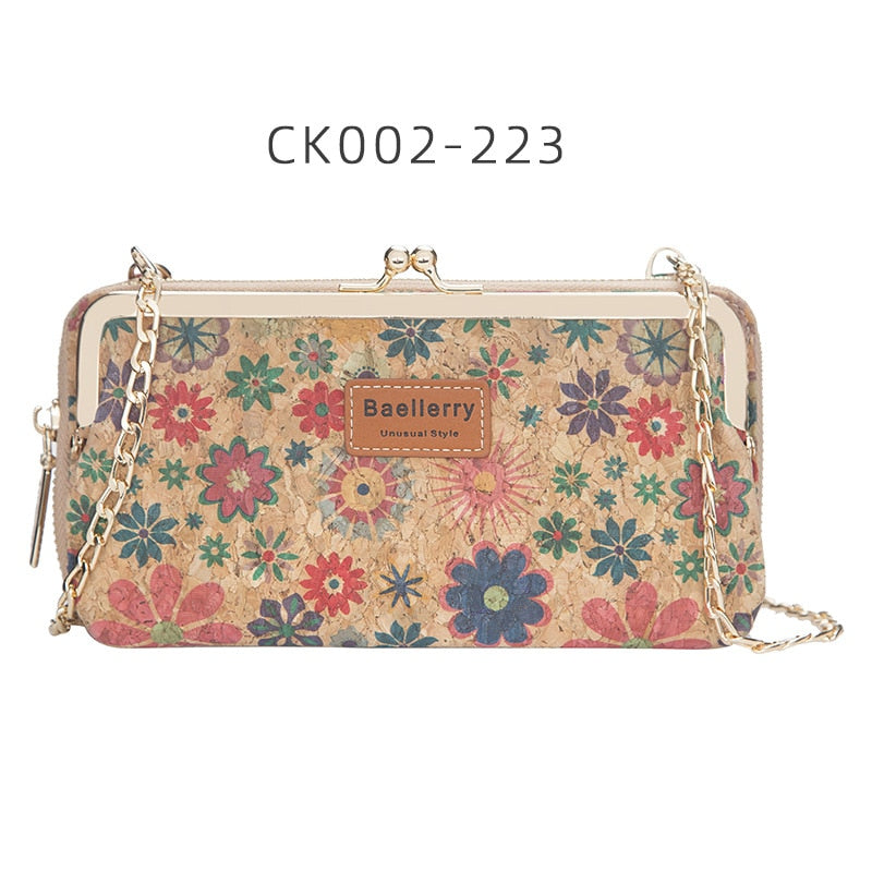 Fashion New Women Wallets Wood Grain Chain Long High Quality Phone Holder Classic Female Purse Zipper Wallet For Women