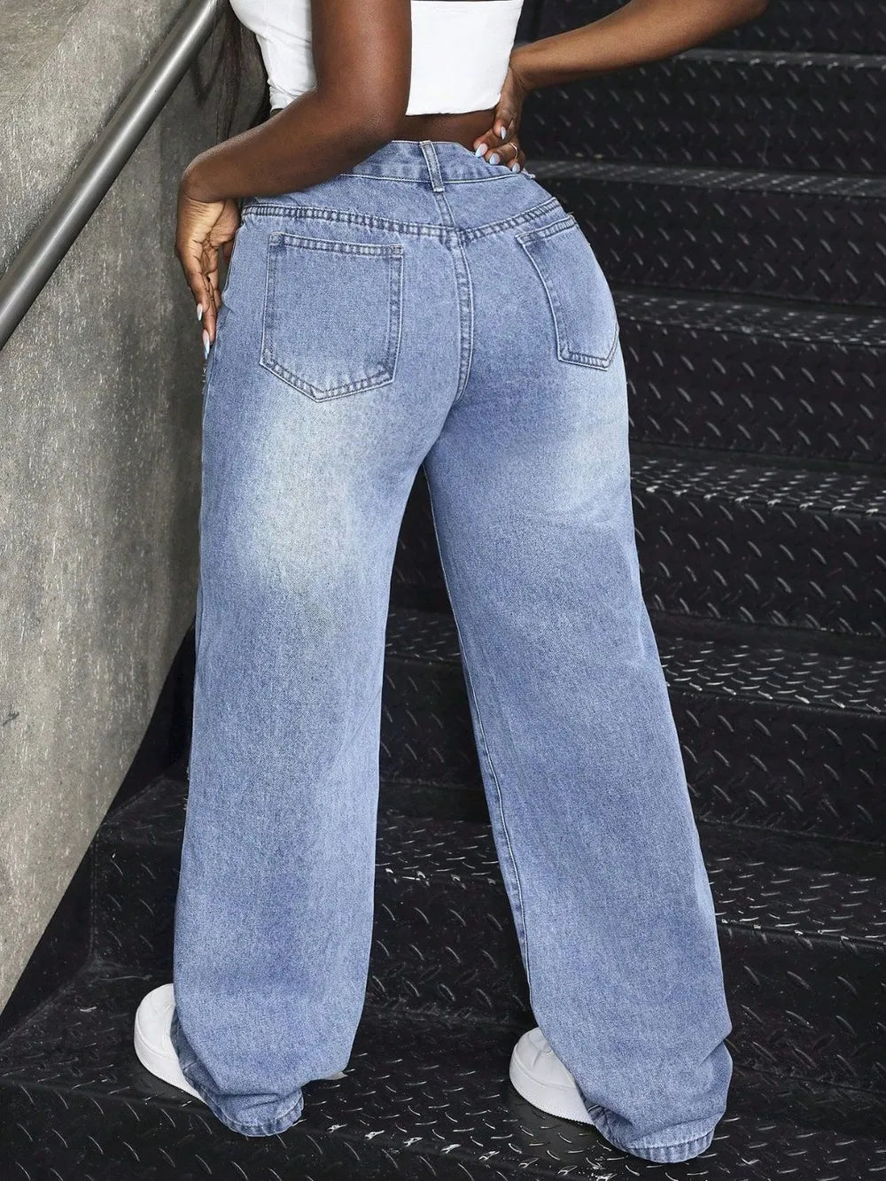 Distressed Wide Leg Jeans