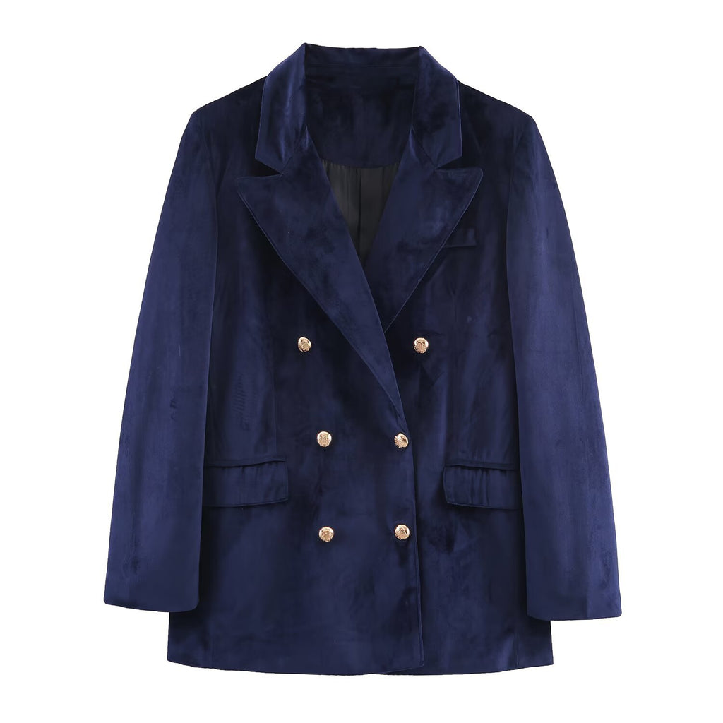 Velvet suit jacket+flared pants women's clothing