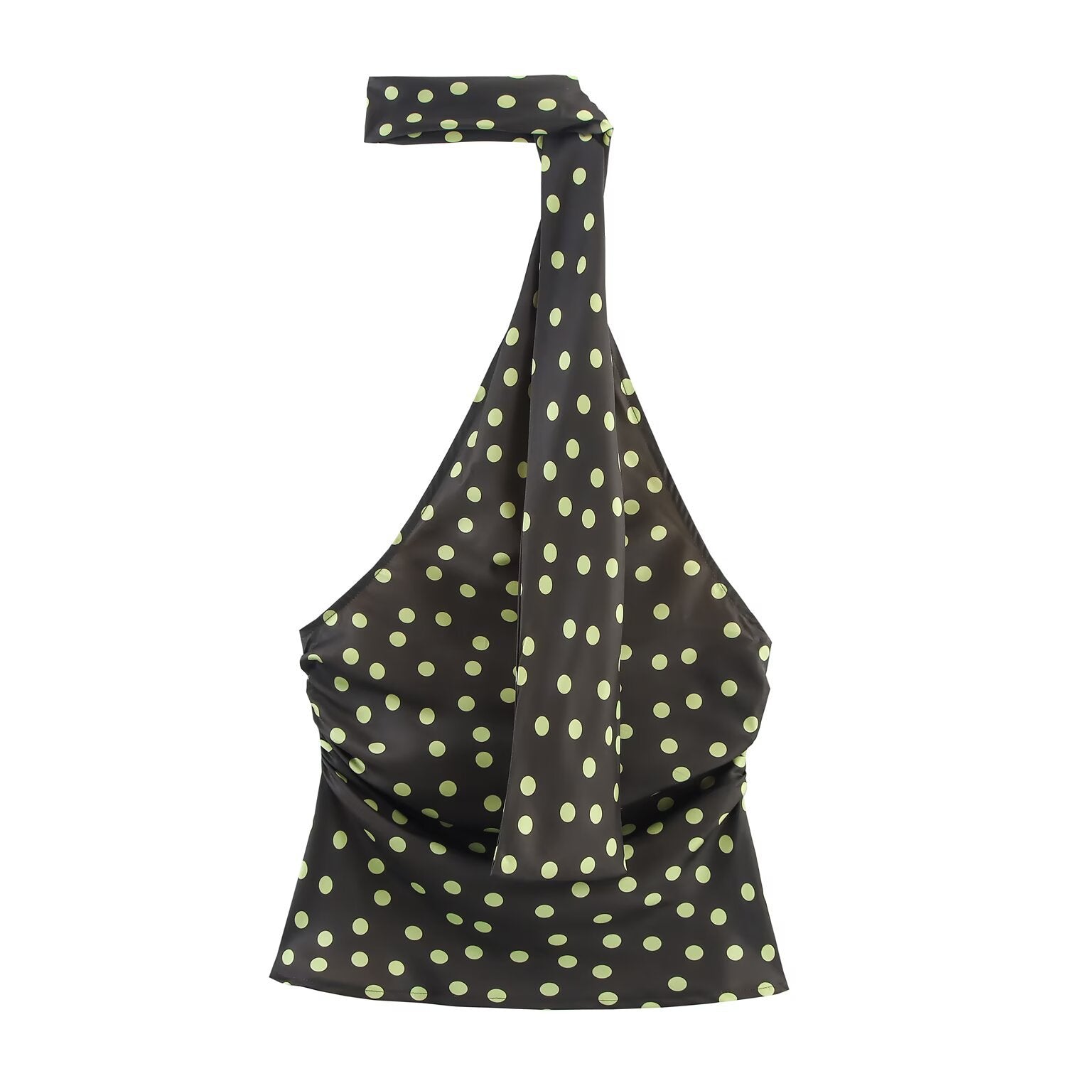 Sleeveless hanging neck collar top+flared pants