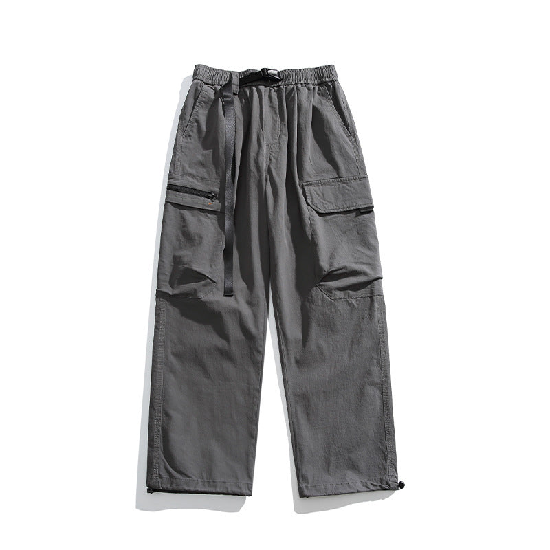 Workwear pants men's drawstring tied leg pants straight leg pants