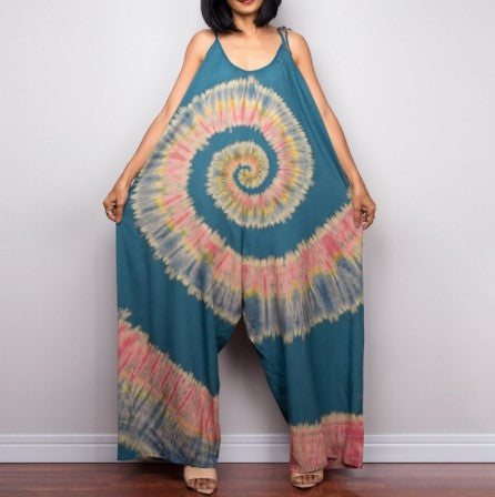 Style Printed Sleeveless Loose Long Jumpsuit