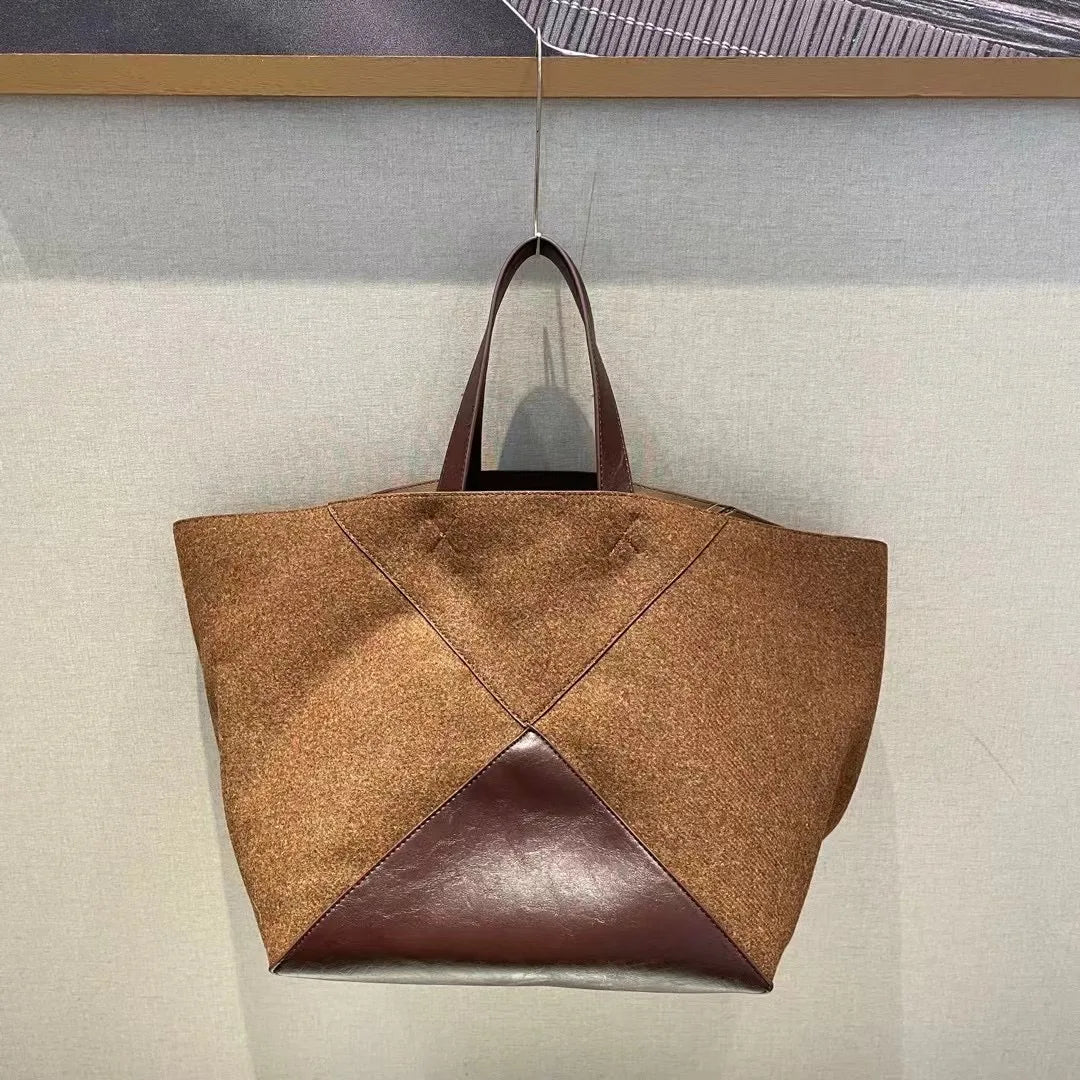 Large Totes Patchwork Suede Leather Female Shopping Bags Fashion Designer Quality Shoulder Bags Big Capacity
