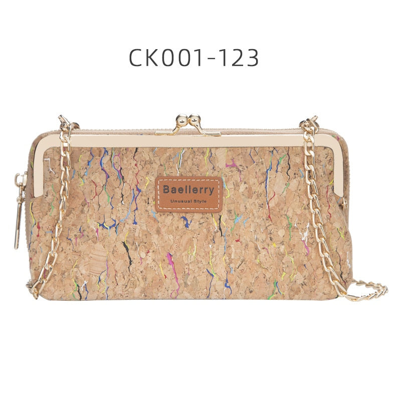 Fashion New Women Wallets Wood Grain Chain Long High Quality Phone Holder Classic Female Purse Zipper Wallet For Women
