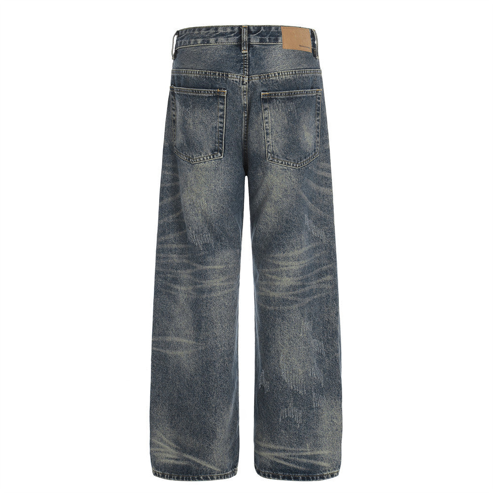 Whitewashed loose denim pants