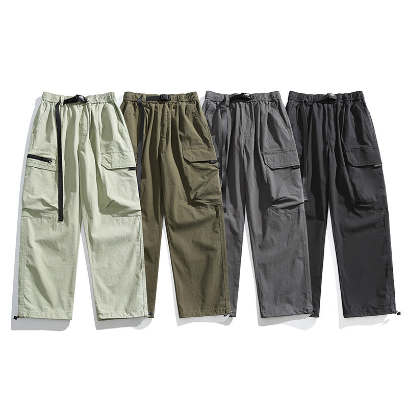 Workwear pants men's drawstring tied leg pants straight leg pants