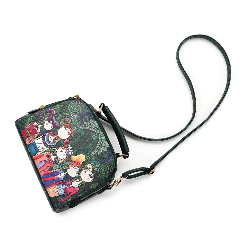 PU leather ladies ladies green cartoon handbag shoulder bag female handbag